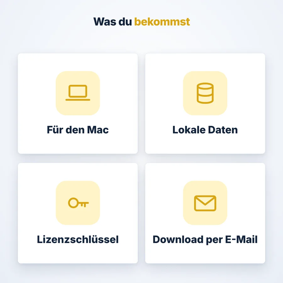 Personal Pro: Lieferumfang (App-Ansicht mit Beispieldaten)