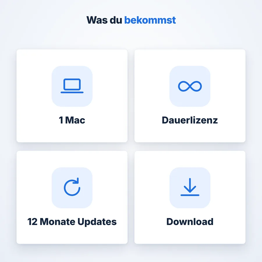 Rechnung Pro: Lieferumfang von Rechnung Pro (App-Ansicht mit Beispieldaten)