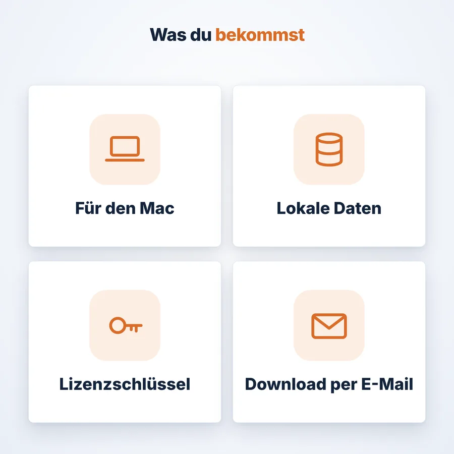 Vermieter Pro: Lieferumfang (App-Ansicht mit Beispieldaten)
